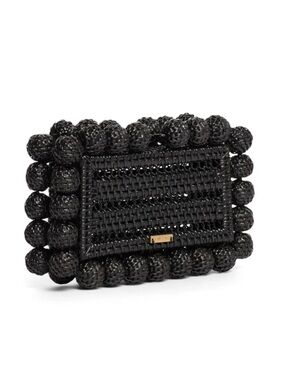 Cult Gaia eos rattan black box woven clutch